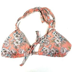 Vintage Y2K Victorias Secret Size Medium Bikini Top Pink Gray Floral 78P #1235